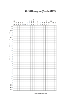 Nonogram - 20x30 - A273 Printable Puzzle