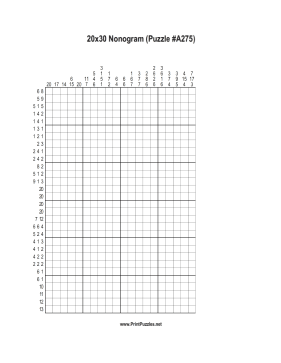 Nonogram - 20x30 - A275 Printable Puzzle