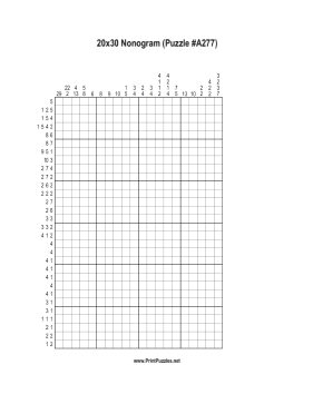 Nonogram - 20x30 - A277 Printable Puzzle