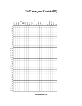 Nonogram - 20x30 - A279 Printable Puzzle