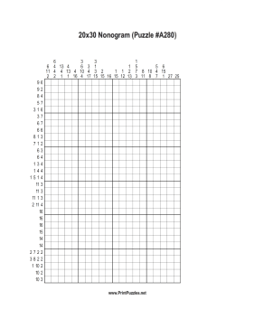 Nonogram - 20x30 - A280 Printable Puzzle