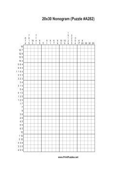 Nonogram - 20x30 - A282 Printable Puzzle