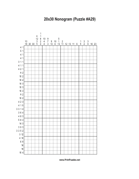 Nonogram - 20x30 - A29 Printable Puzzle