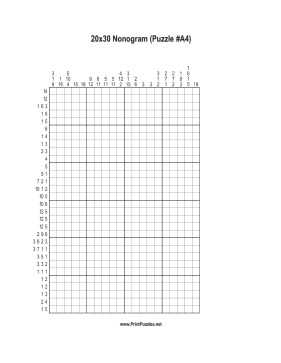 Nonogram - 20x30 - A4 Printable Puzzle