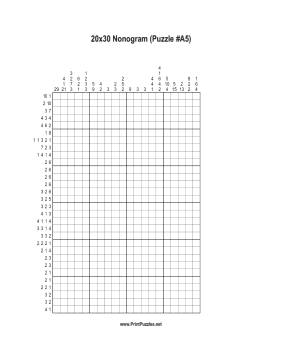 Nonogram - 20x30 - A5 Printable Puzzle