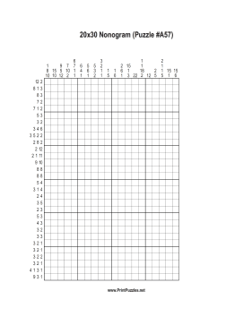 Nonogram - 20x30 - A57 Printable Puzzle