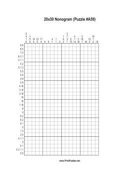 Nonogram - 20x30 - A59 Printable Puzzle