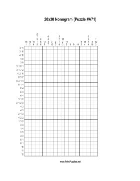 Nonogram - 20x30 - A71 Printable Puzzle