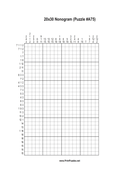 Nonogram - 20x30 - A75 Printable Puzzle