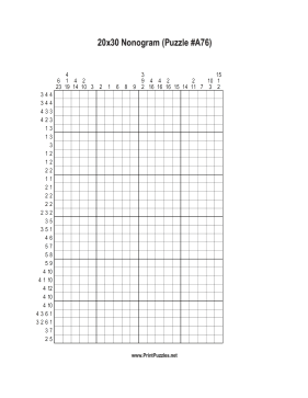 Nonogram - 20x30 - A76 Printable Puzzle