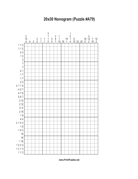Nonogram - 20x30 - A79 Printable Puzzle