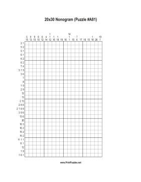 Nonogram - 20x30 - A81 Printable Puzzle
