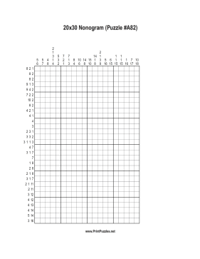 Nonogram - 20x30 - A82 Printable Puzzle