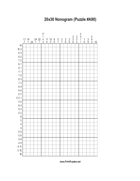 Nonogram - 20x30 - A90 Printable Puzzle