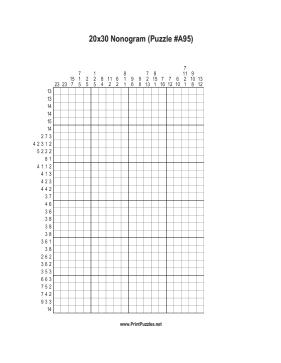 Nonogram - 20x30 - A95 Printable Puzzle