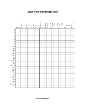 Nonogram - 25x25 - A1 Printable Puzzle