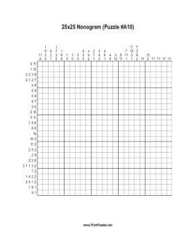Nonogram - 25x25 - A10 Printable Puzzle