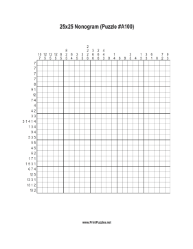 Nonogram - 25x25 - A100 Printable Puzzle