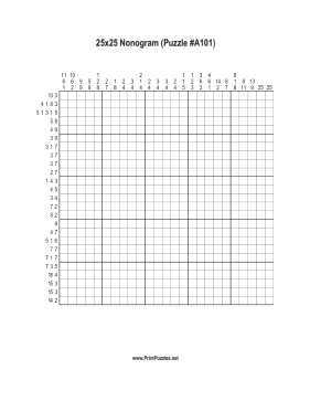 Nonogram - 25x25 - A101 Printable Puzzle