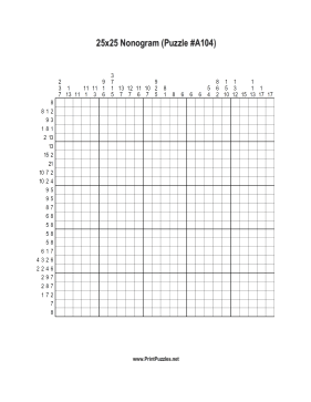 Nonogram - 25x25 - A104 Printable Puzzle