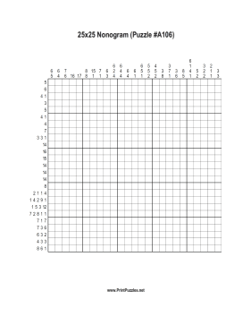 Nonogram - 25x25 - A106 Printable Puzzle