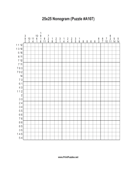 Nonogram - 25x25 - A107 Printable Puzzle