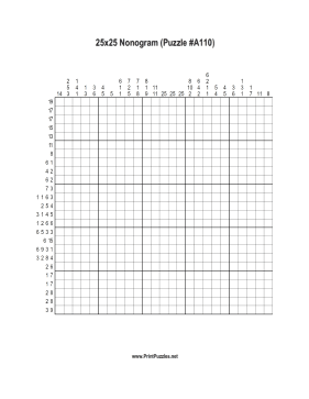 Nonogram - 25x25 - A110 Printable Puzzle