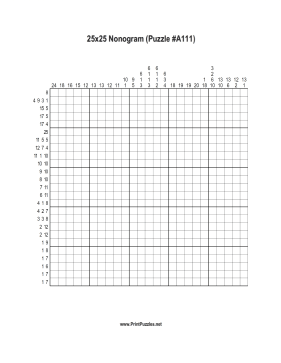 Nonogram - 25x25 - A111 Printable Puzzle