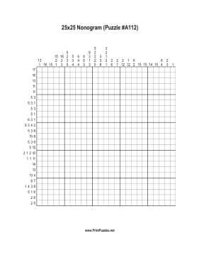 Nonogram - 25x25 - A112 Printable Puzzle