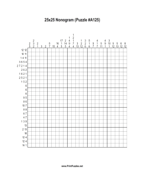 Nonogram - 25x25 - A125 Printable Puzzle