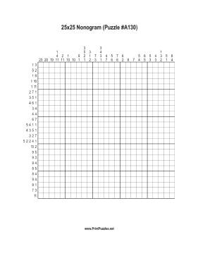 Nonogram - 25x25 - A130 Printable Puzzle