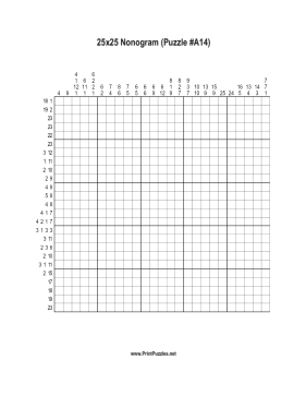 Nonogram - 25x25 - A14 Printable Puzzle