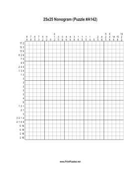 Nonogram - 25x25 - A142 Printable Puzzle