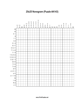 Nonogram - 25x25 - A143 Printable Puzzle