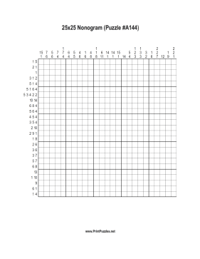 Nonogram - 25x25 - A144 Printable Puzzle