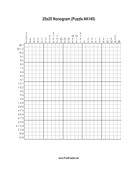 Nonogram - 25x25 - A145 Printable Puzzle