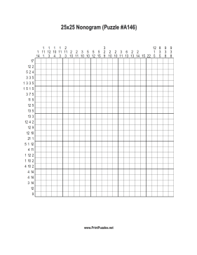 Nonogram - 25x25 - A146 Printable Puzzle