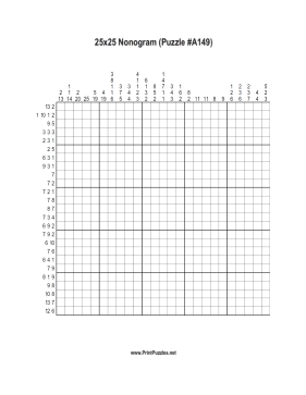 Nonogram - 25x25 - A149 Printable Puzzle
