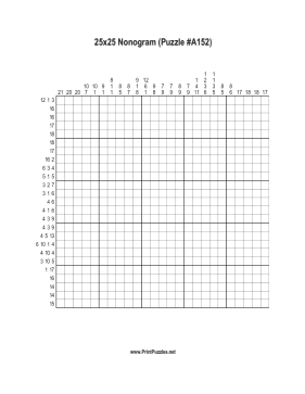 Nonogram - 25x25 - A152 Printable Puzzle