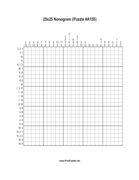Nonogram - 25x25 - A155 Printable Puzzle