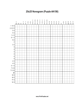 Nonogram - 25x25 - A156 Printable Puzzle