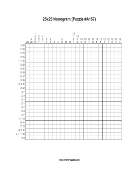 Nonogram - 25x25 - A157 Printable Puzzle