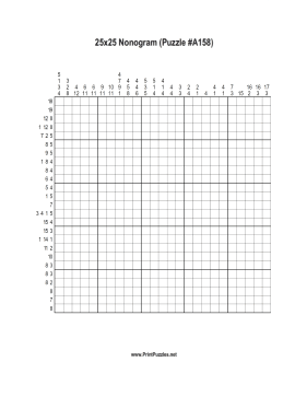 Nonogram - 25x25 - A158 Printable Puzzle