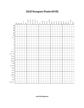 Nonogram - 25x25 - A159 Printable Puzzle