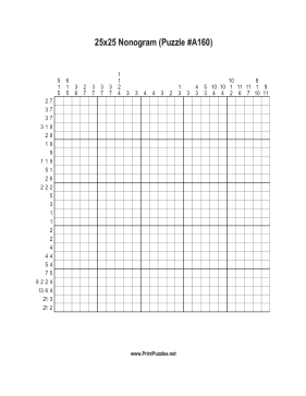 Nonogram - 25x25 - A160 Printable Puzzle