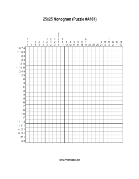 Nonogram - 25x25 - A161 Printable Puzzle