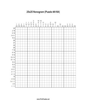 Nonogram - 25x25 - A164 Printable Puzzle