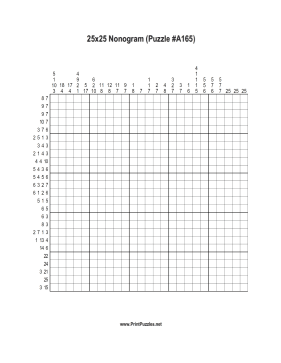Nonogram - 25x25 - A165 Printable Puzzle