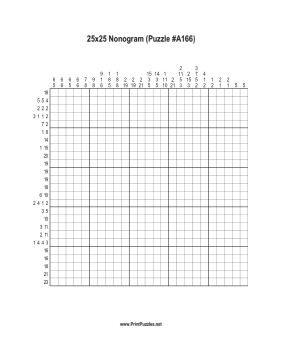 Nonogram - 25x25 - A166 Printable Puzzle