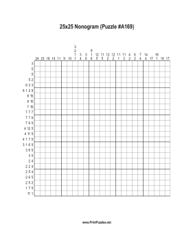 Nonogram - 25x25 - A169 Printable Puzzle